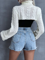Cable Knit Turtleneck Crop Sweater
