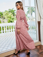 Plants Print Lantern Sleeve Dress