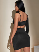 Asymmetrical Neck Cut Out Bodycon Dress