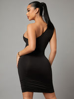 Cut Out One Shoulder Ruched Bodycon Dress