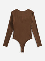 V Neck Ribbed Knit Bodysuit