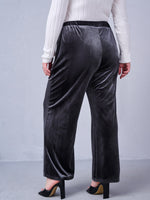 Plus High Waist Hidden Pocket Velvet Pants