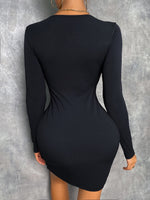 Cut Out Criss Cross Ribbed Knit Bodycon Dress