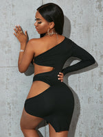 Cut Out O-ring Side One Shoulder Bodycon Dress