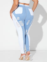 Plus High Waist Two Tone Ripped Skinny Jeans