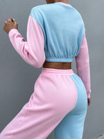 Two Tone Drop Shoulder Crop Pullover
