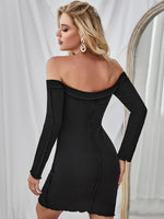 Cut Out Lace Up Front Off Shoulder Bodycon Dress