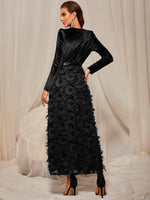 Velvet Belted Fuzzy A-line Dress