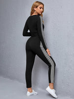Gingham Contrast Side Seam Crop Top & Skinny Pants