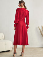 Lantern Sleeve Button Front Dress
