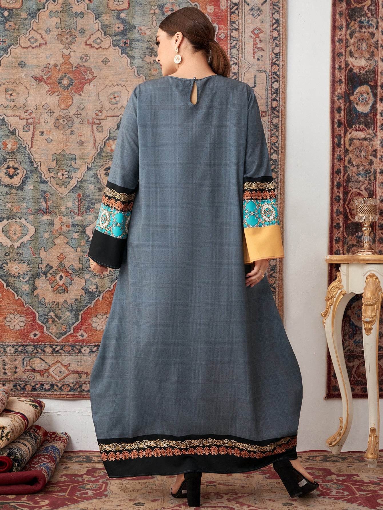 Plus Geo Print Color Block Tent Dress