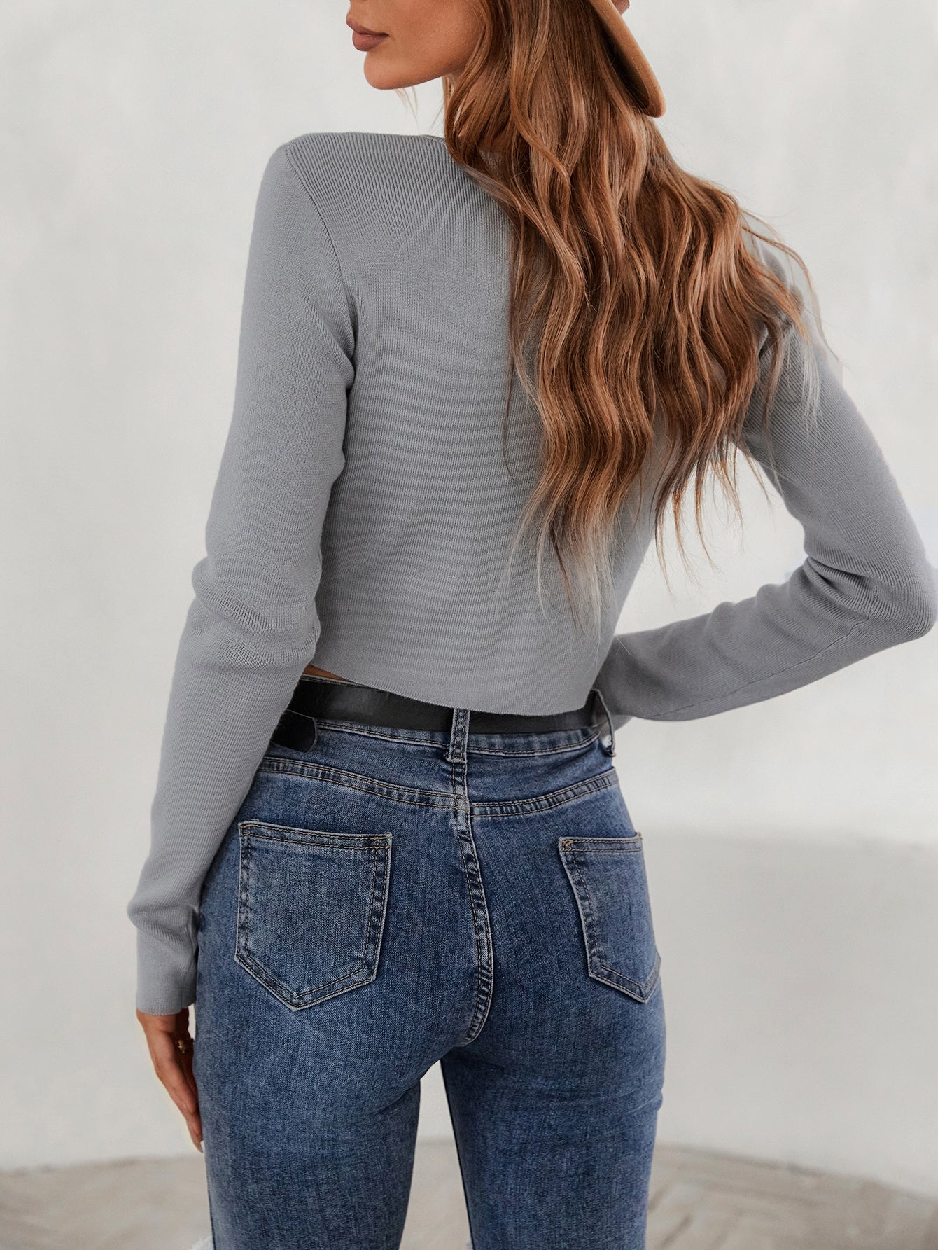 Button Front Crop Cardigan