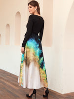 Galaxy Print Belted Dress