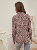 Floral Print Ruffle Trim Blouse