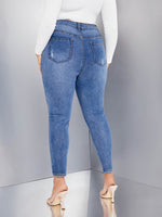 Plus High Waist Cat Scratch Skinny Jeans