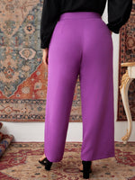 Plus Slant Pocket Button Detail Wide Leg Pants