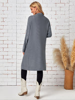 Pointelle Knit Drop Shoulder Open Front Cardigan