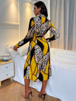 Leopard And Paisley Print Tie Front Wrap Dress