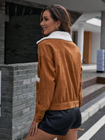 Teddy Lined Drop Shoulder Corduroy Jacket