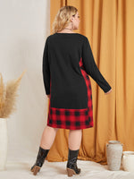 Plus Plaid Round Neck Dress