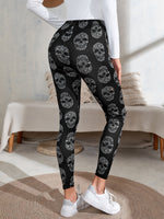 High Waist Leopard Skull Print Leggings