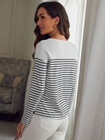 Striped Print Drop Shoulder Tee