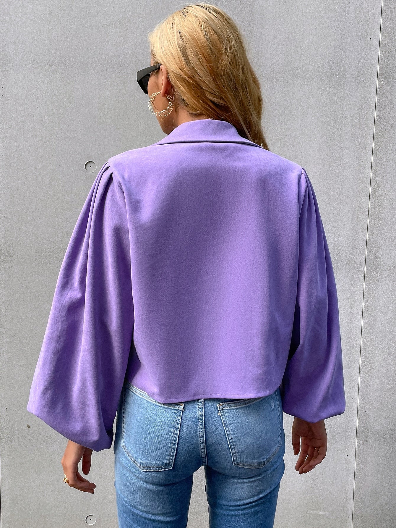Flap Detail Lantern Sleeve Jacket