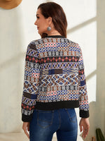 Geo Print Contrast Trim Jacket