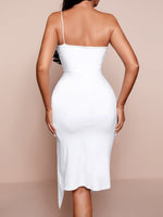 One Shoulder Split Thigh Bodycon Dress