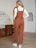 Patched Pocket Button Detail Overalls Without Top