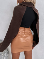 Turtleneck Cut Out Back Crop Sweater