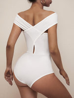 Crisscross Off Shoulder Cut Out Bodysuit