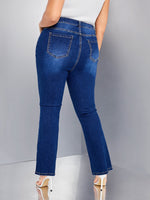 Plus High Waist Bleach Wash Flare Leg Jeans