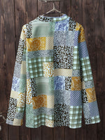 Patchwork Print Button Front Blouse