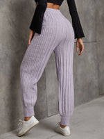 Drawstring Waist Ribbed Knit Pants