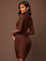 Solid Mock Neck Bodycon Dress