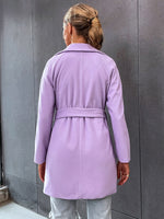Dual Pocket Raglan Sleeve Belted Fleece Coat