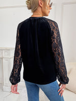 Contrast Lace Raglan Sleeve Top