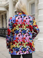 Plus Floral Print Single Button Blazer