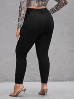 Plus Solid Skinny Zip Fly Split Jeans