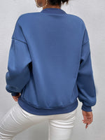 Drop Shoulder Letter Patch Detail Bomber Jacket