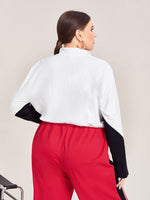 Plus Cut And Sew Half Zip Drawstring Crop Sweatshirt