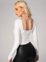 Sweetheart Neck Patch Detail Bodysuit