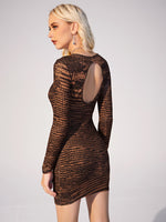 Allover Print Cut Out Back Bodycon Dress