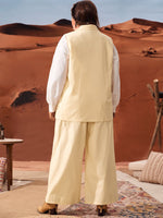 Plus Double Breasted Vest Blazer & Wide Leg Pants