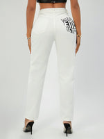 High Waist Letter Graphic Jeans
