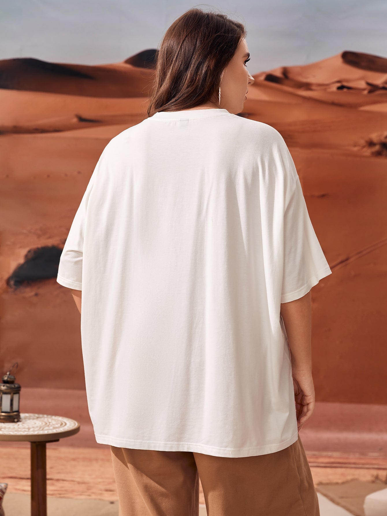 Plus Floral Print Drop Shoulder Tee