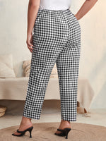 Plus Gingham High Waist Pants