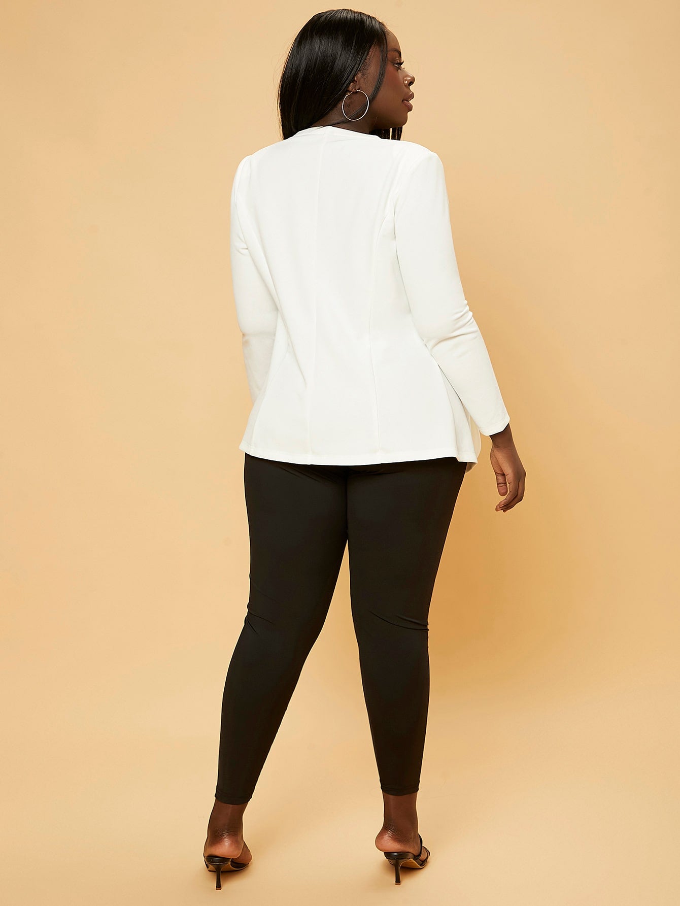 Plus Solid Open Front Blazer