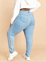 Plus Striped Tape Side Jeans